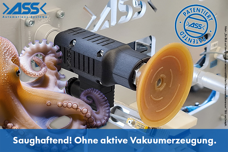 ASS Maschinenbau GmbH präsentiert neuen, patentierten Haftsauger HS zum Halten ohne Vakuumerzeugung